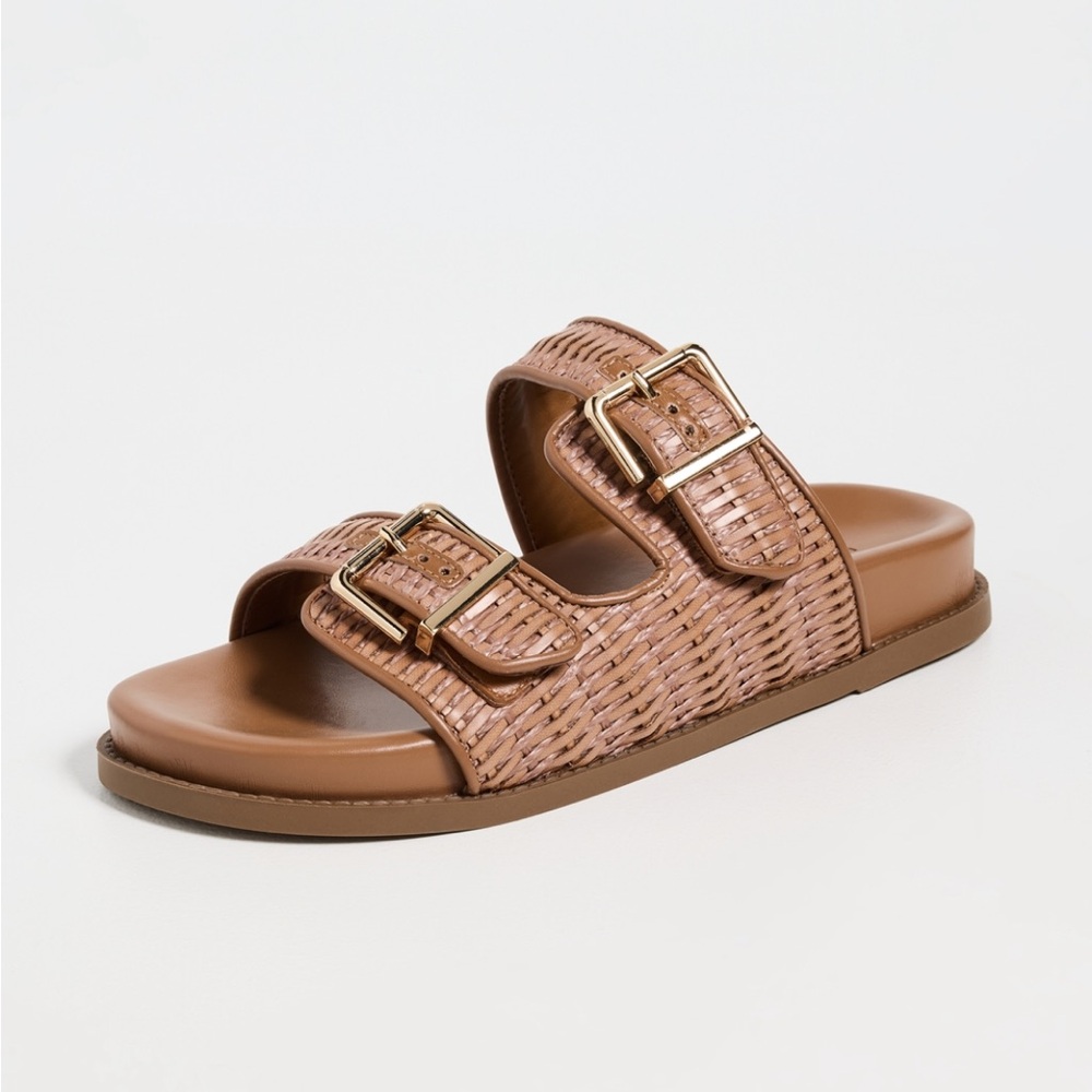NIB SCHUTZ Naomi Footbed Brown Woven Sandals